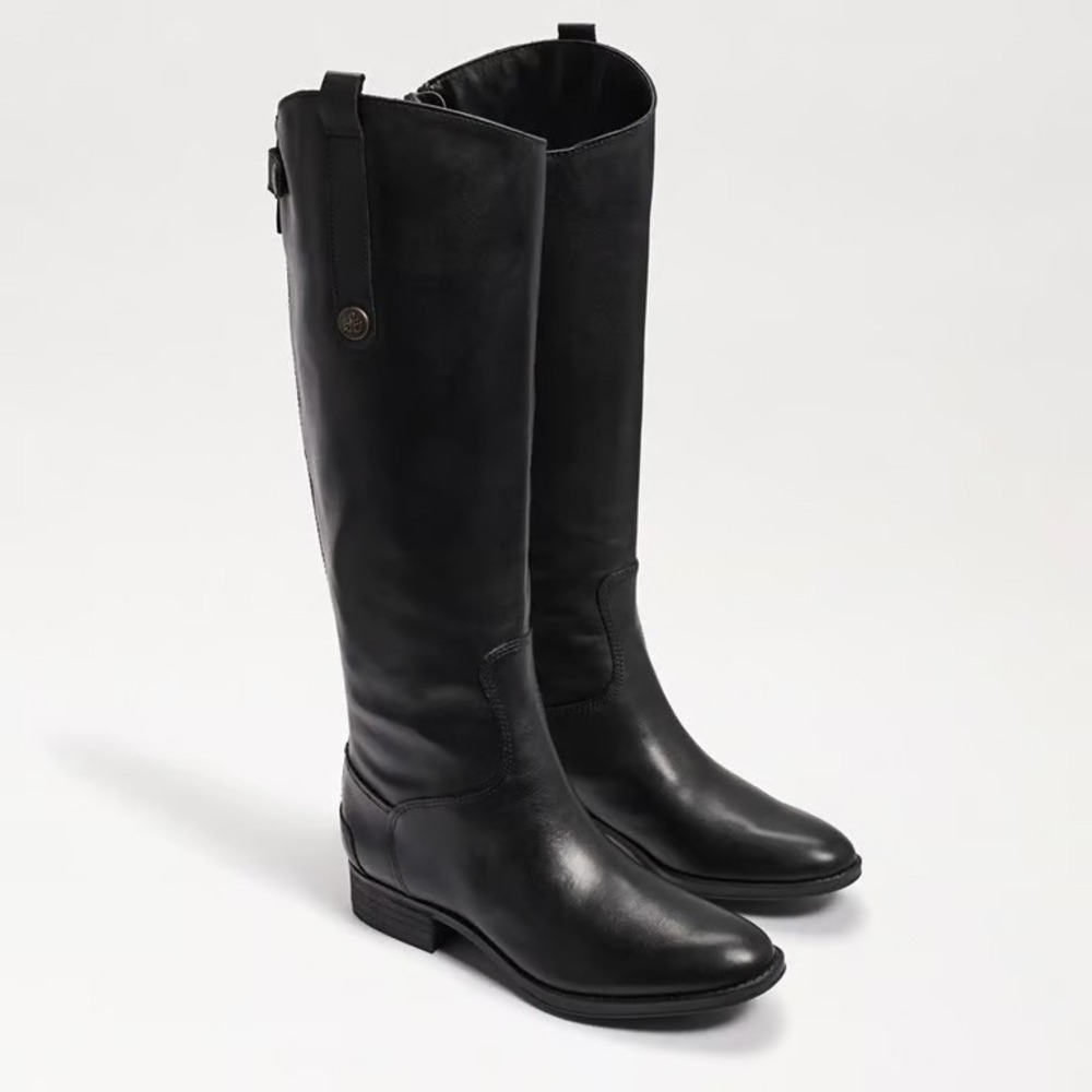 Sam Edelman Penny Riding Boots Black Leather Women's 7 M 38 Equestrian Preppy